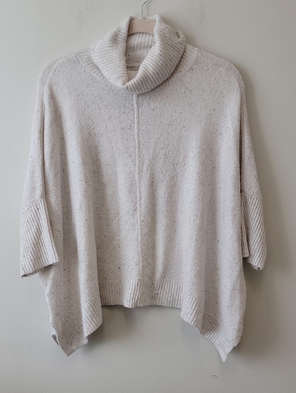 LOFT Cozy Oversized Rainbow Speckled Turtleneck Poncho Sweater